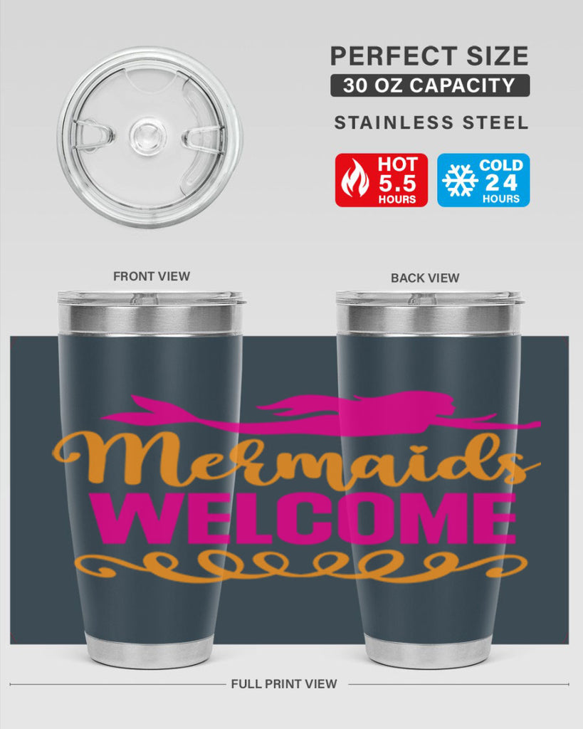 Mermaids Welcome 472#- mermaid- Tumbler