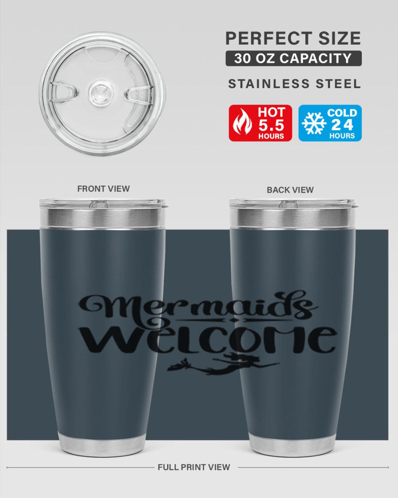 Mermaids Welcome 473#- mermaid- Tumbler