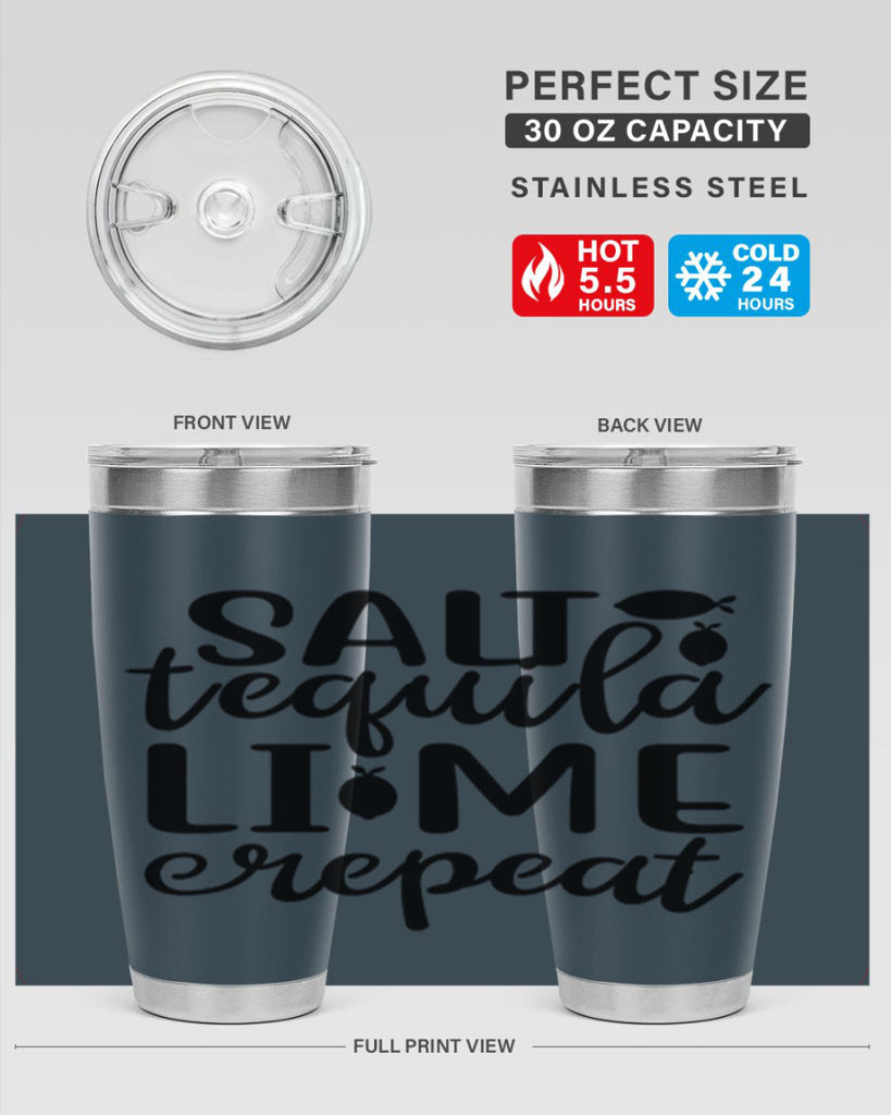 Salt tequila lime repeat 558#- mermaid- Tumbler