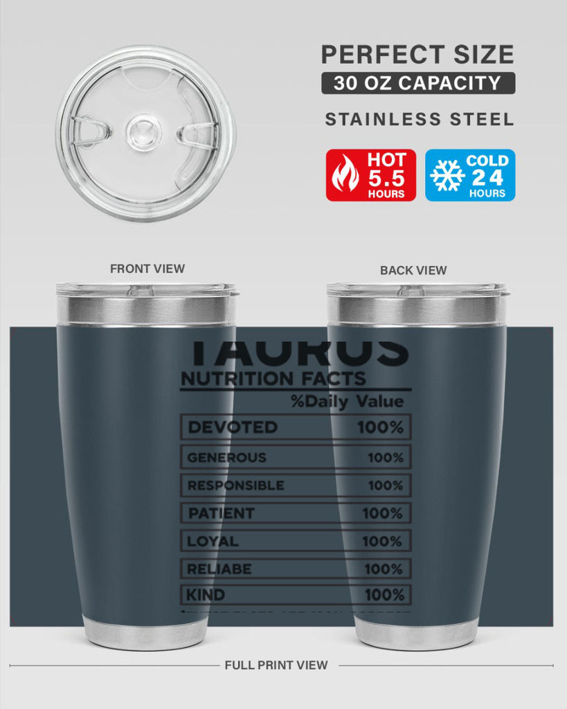 Taurus Nutrition Facts 490#- zodiac- Tumbler