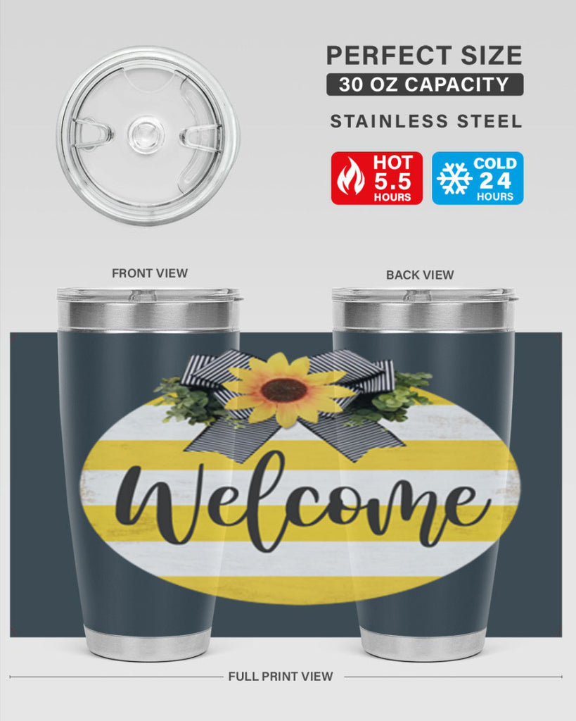 Welcome and Yellow strips Mockup564#- spring- Tumbler