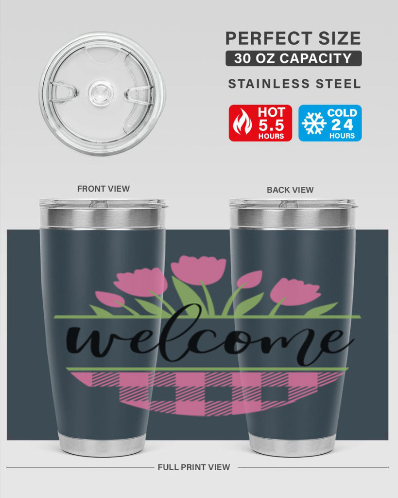 Welcome pink plaid575#- spring- Tumbler