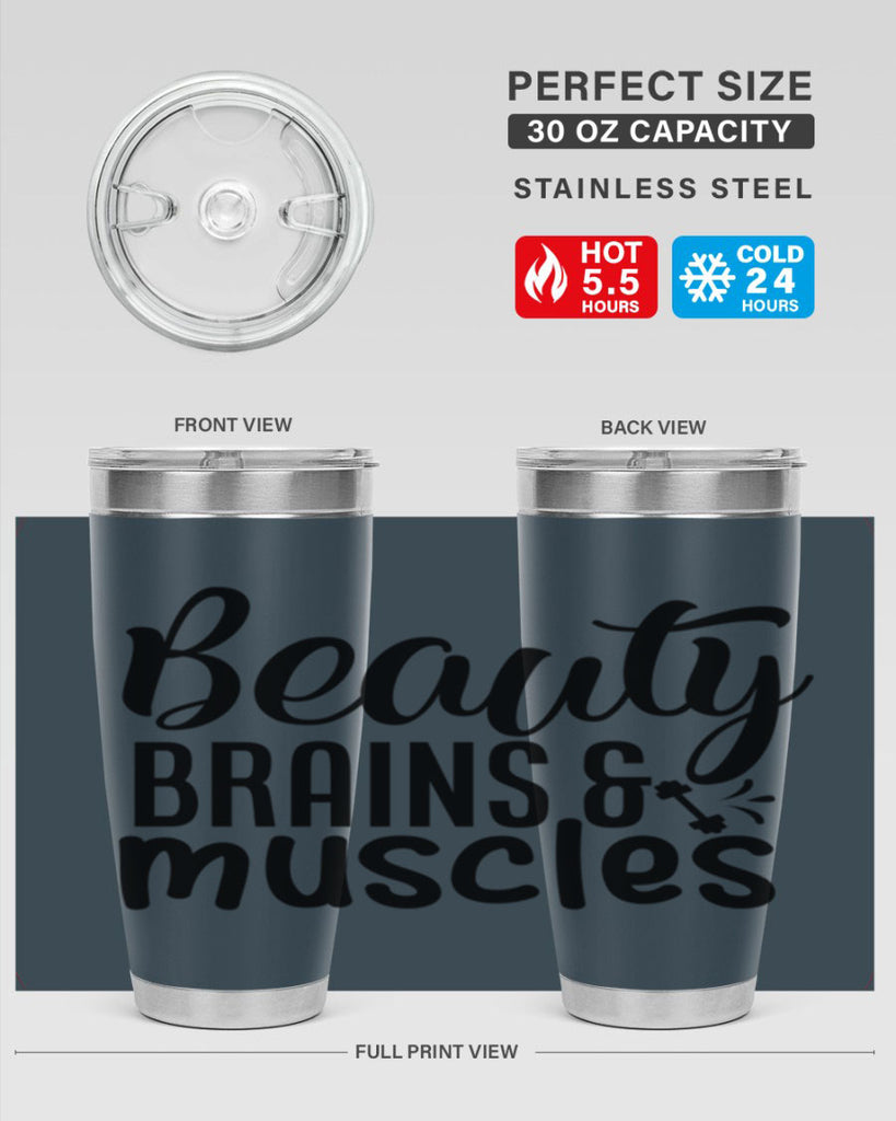 beauty brains muscles 51#- gym- Tumbler