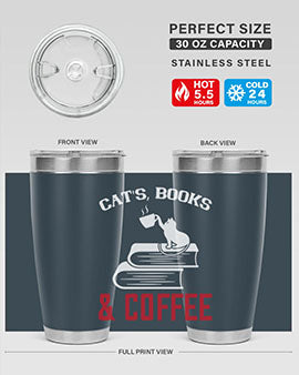 cats book and coffee Style 37#- cat- Tumbler