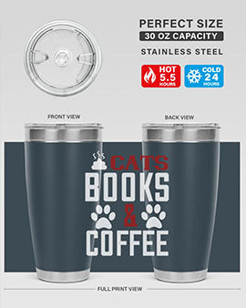 cats books and coffee Style 38#- cat- Tumbler