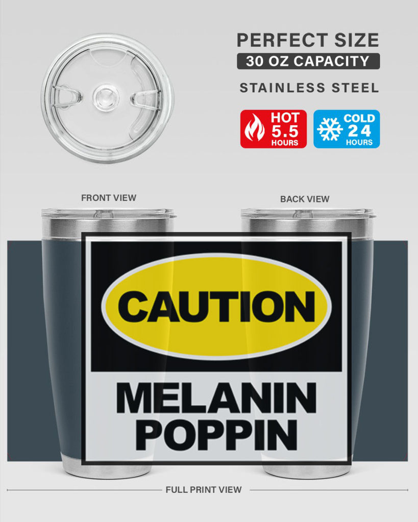 caution melanin poppin 188#- black words phrases- Cotton Tank