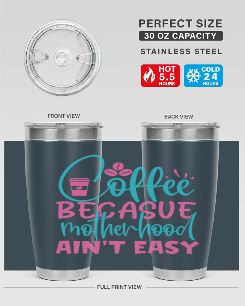 coffee becasue motherhood aint easy 351#- mom- Tumbler