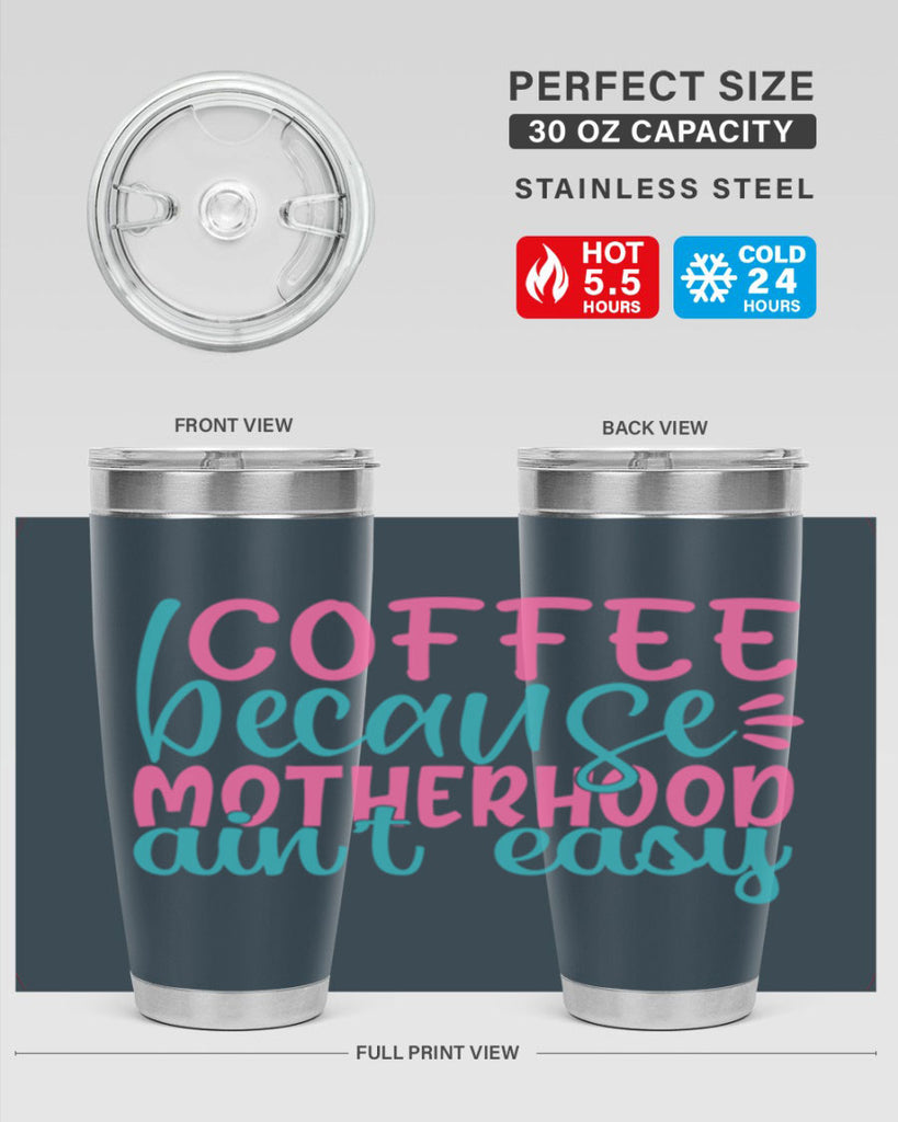 coffee becasue motherhood aint easy 352#- mom- Tumbler