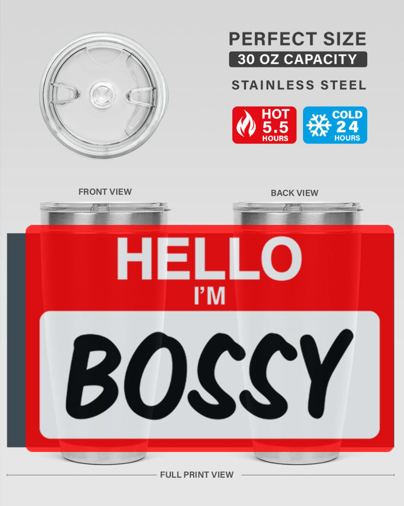 hello im bossy 132#- black words phrases- Cotton Tank