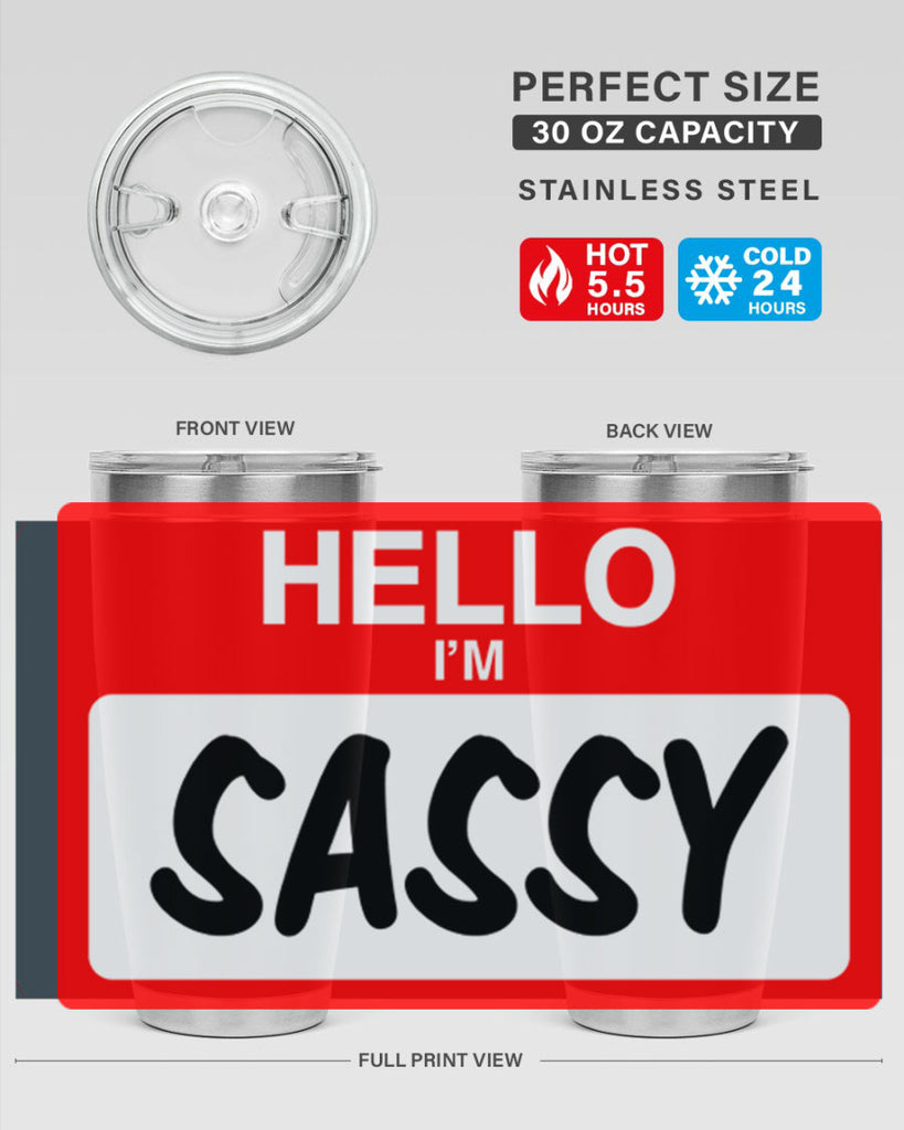 hello im sassy 129#- black words phrases- Cotton Tank