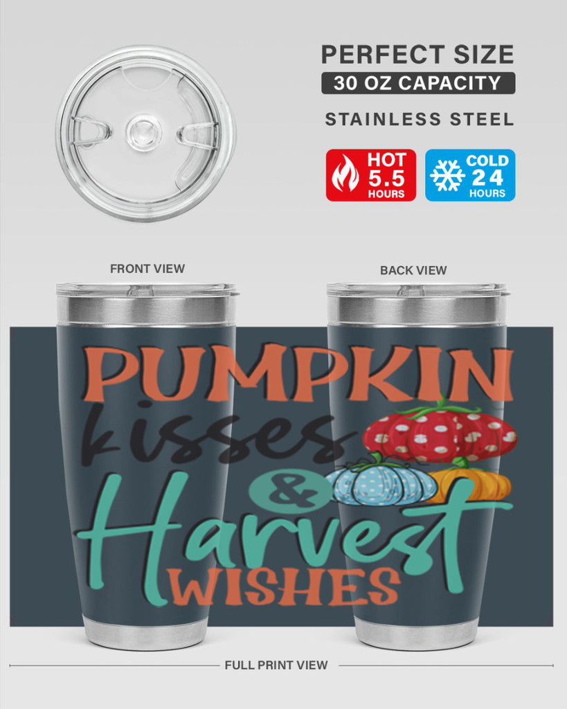 pumpkin kisses harvest wishes 526#- fall- Tumbler