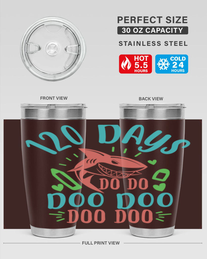 10 120 days shark doo doo 18#- 100 days of school- Tumbler