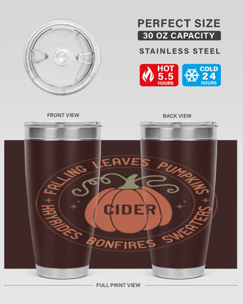 Falling Leaves Pumpkins Cider Hayrides Bonfires Sweaters 168#- fall- Tumbler