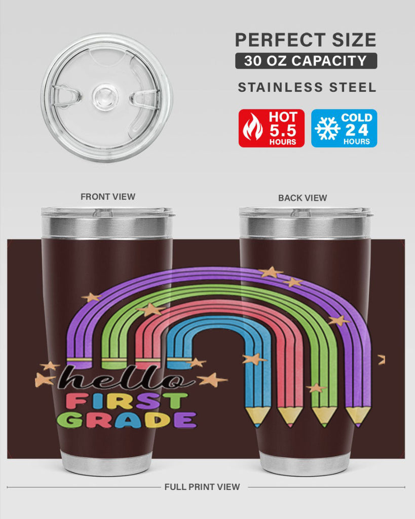 Hello 1st Grade Pencil Rainbow 14#- 1st grade- Tumbler