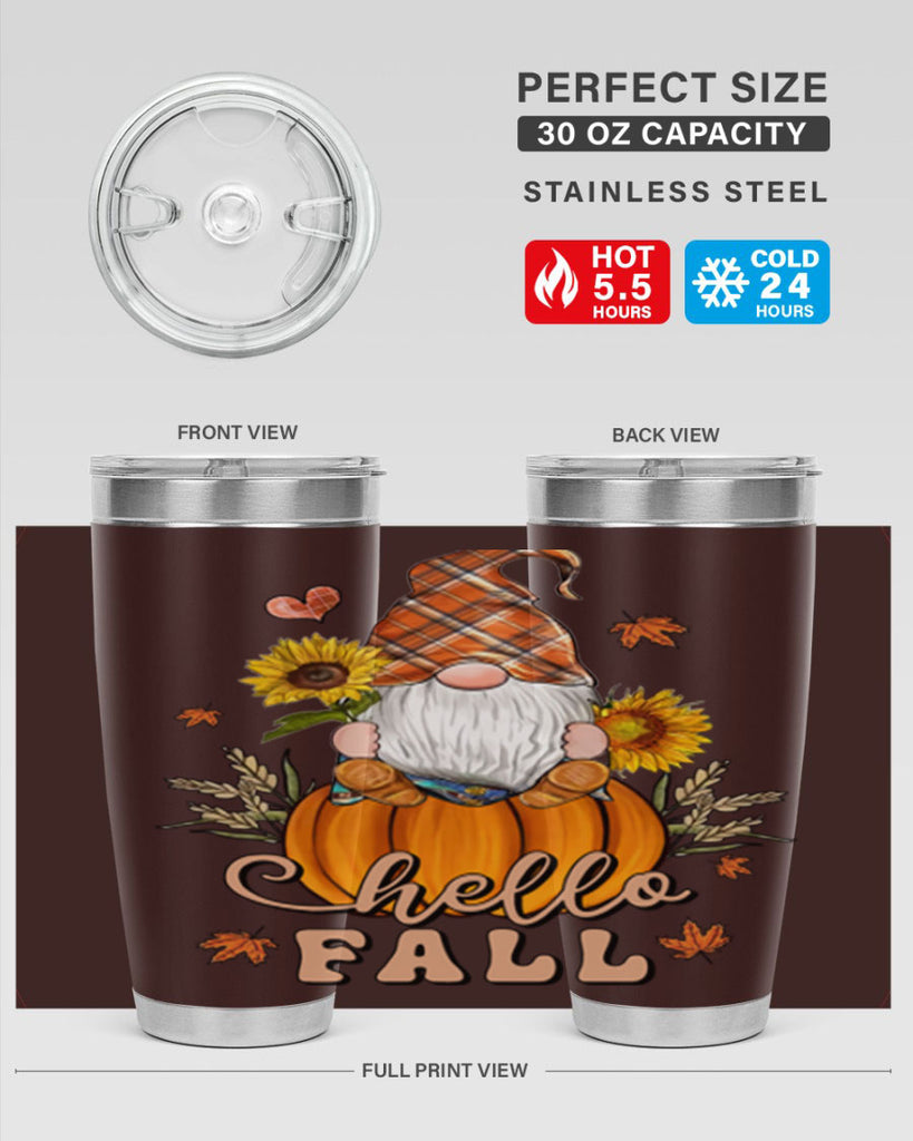 HelloFallAutumnGnome 298#- fall- Tumbler