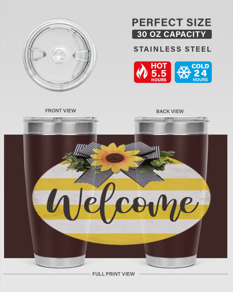 Welcome and Yellow strips Mockup564#- spring- Tumbler