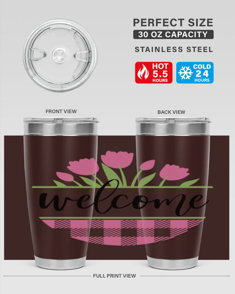 Welcome pink plaid575#- spring- Tumbler