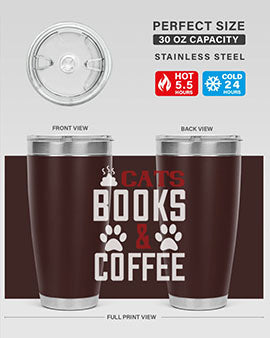 cats books and coffee Style 38#- cat- Tumbler