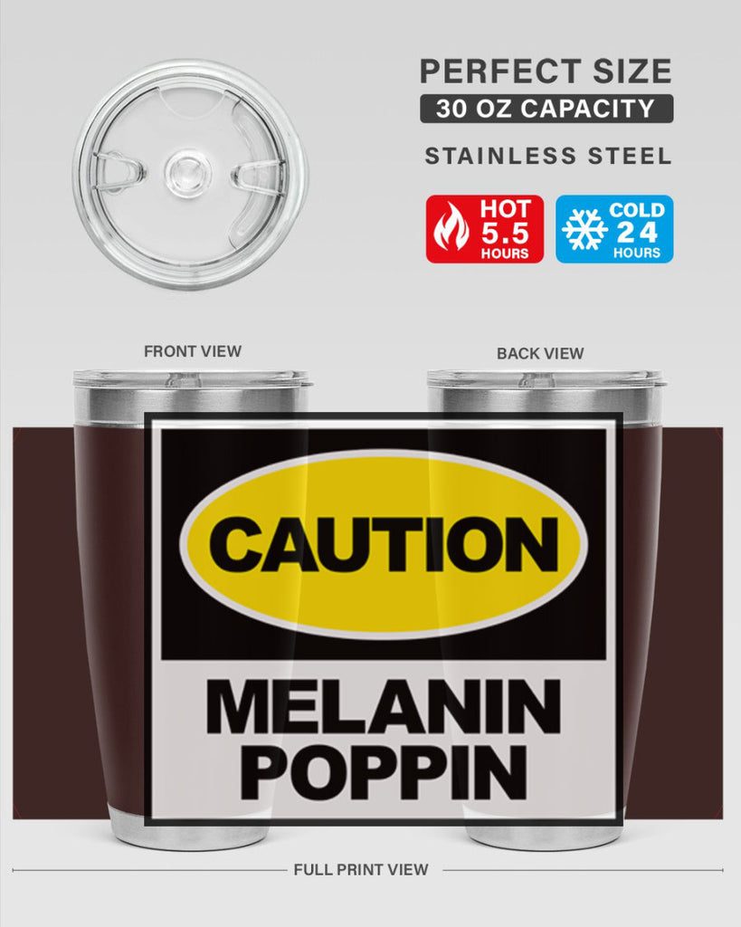 caution melanin poppin 188#- black words phrases- Cotton Tank