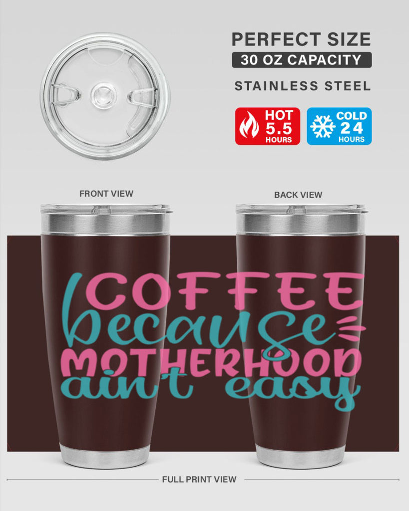 coffee becasue motherhood aint easy 352#- mom- Tumbler