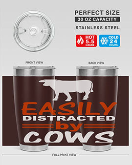 easily distracted by cows Style 4#- cow- Tumbler