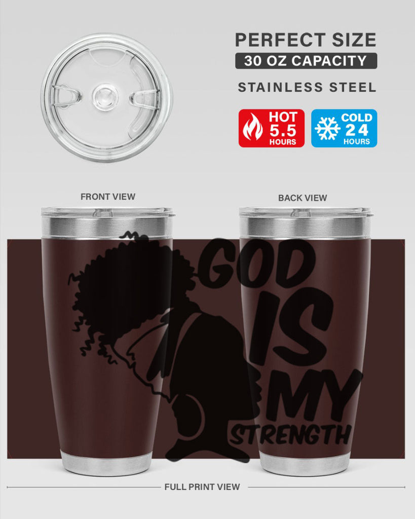 god is my strength- black words phrases- Cotton Tank