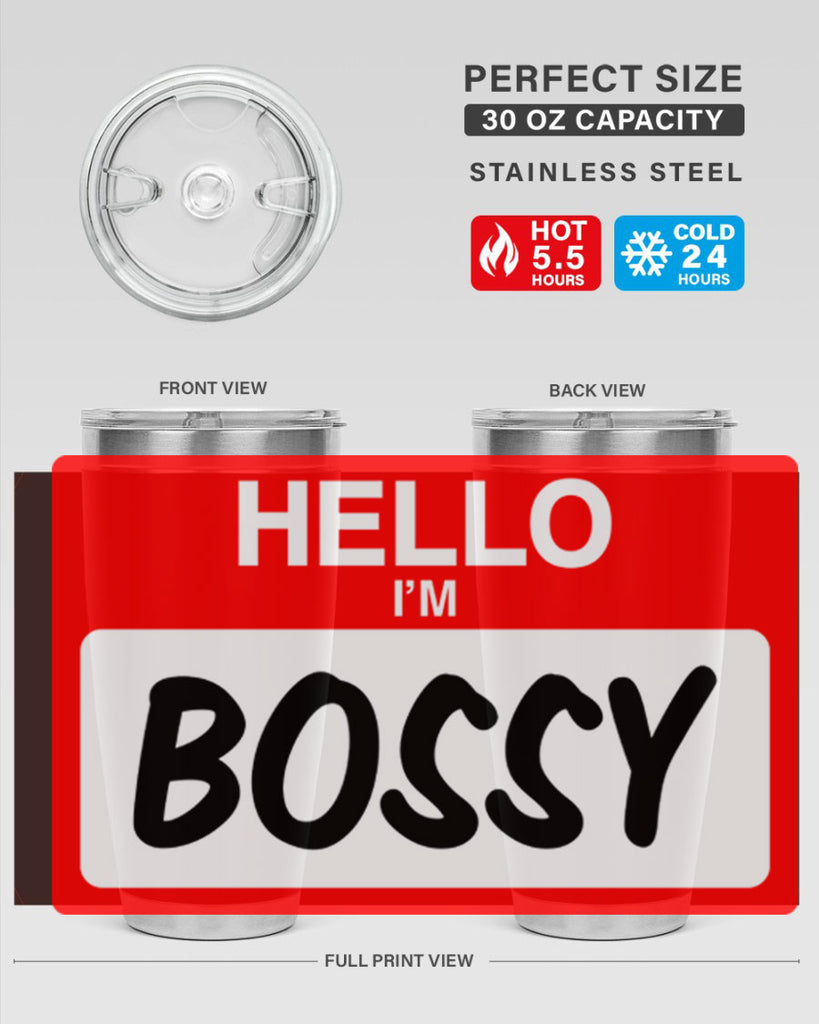 hello im bossy 132#- black words phrases- Cotton Tank