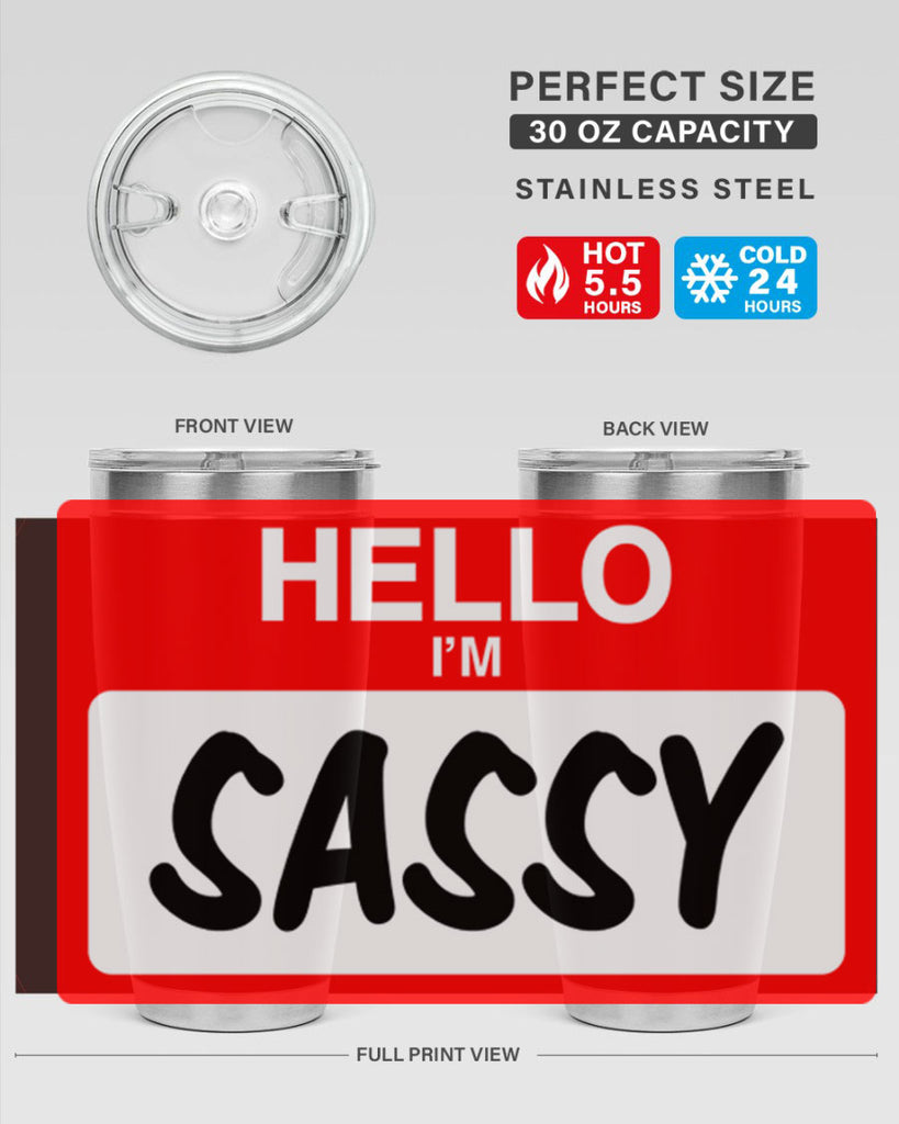 hello im sassy 129#- black words phrases- Cotton Tank