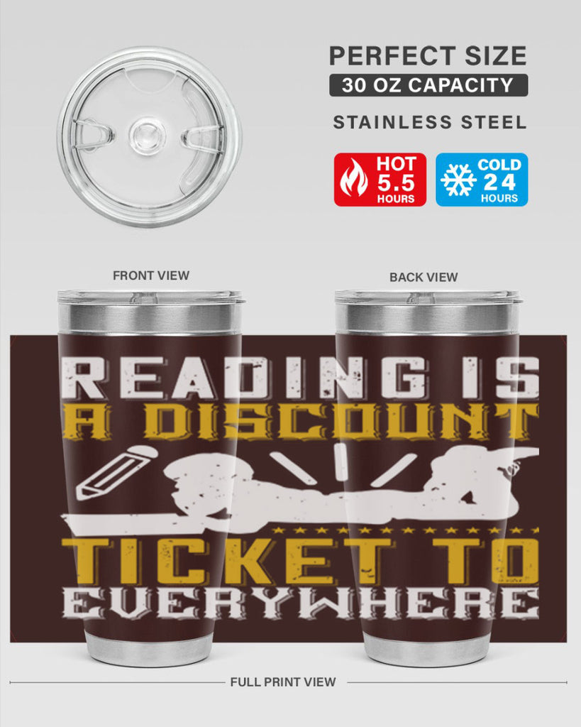 reading is a discount ticket to everywhere 16#- reading- Tumbler