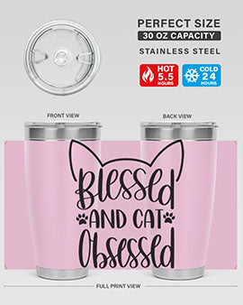 Blessed And Cat Obsessed Style 79#- cat- Tumbler