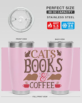 Cats Books Coffee Style 9#- cat- Tumbler