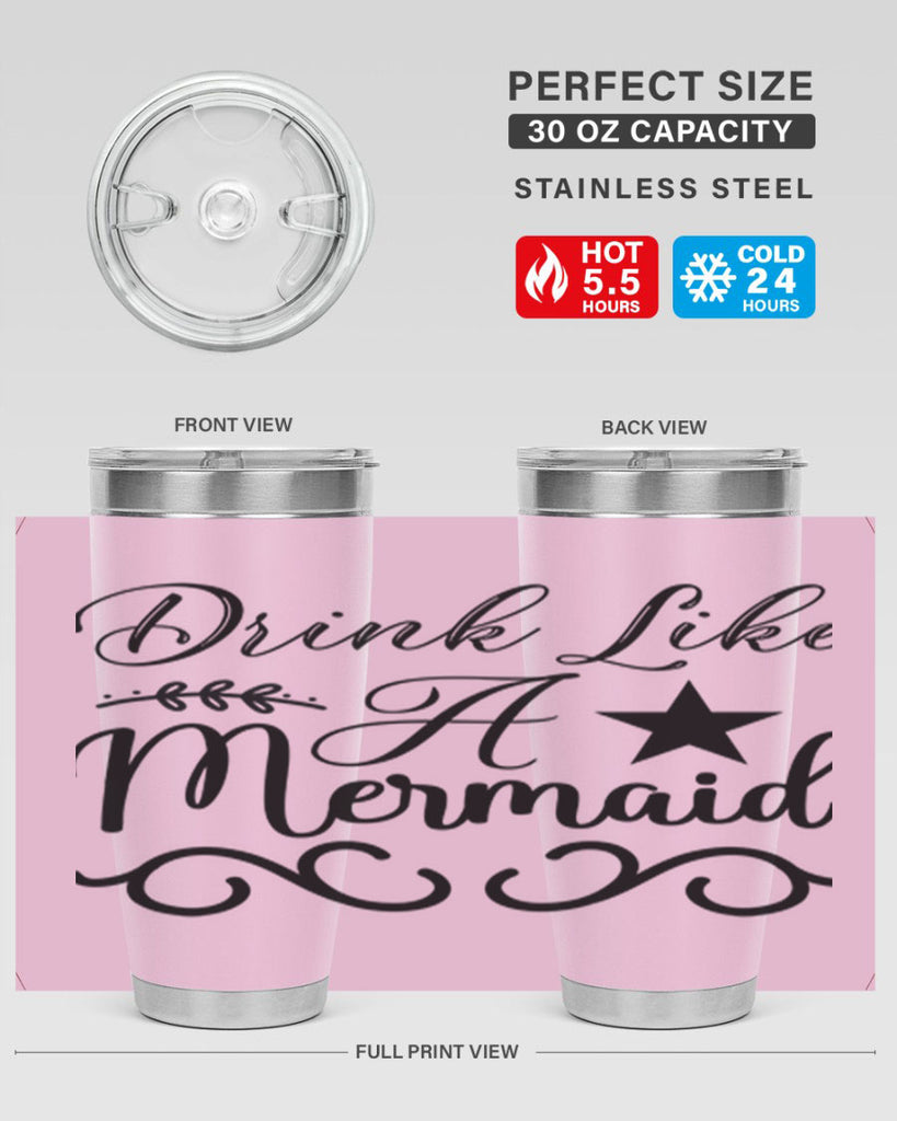 Drink like a mermaid 144#- mermaid- Tumbler