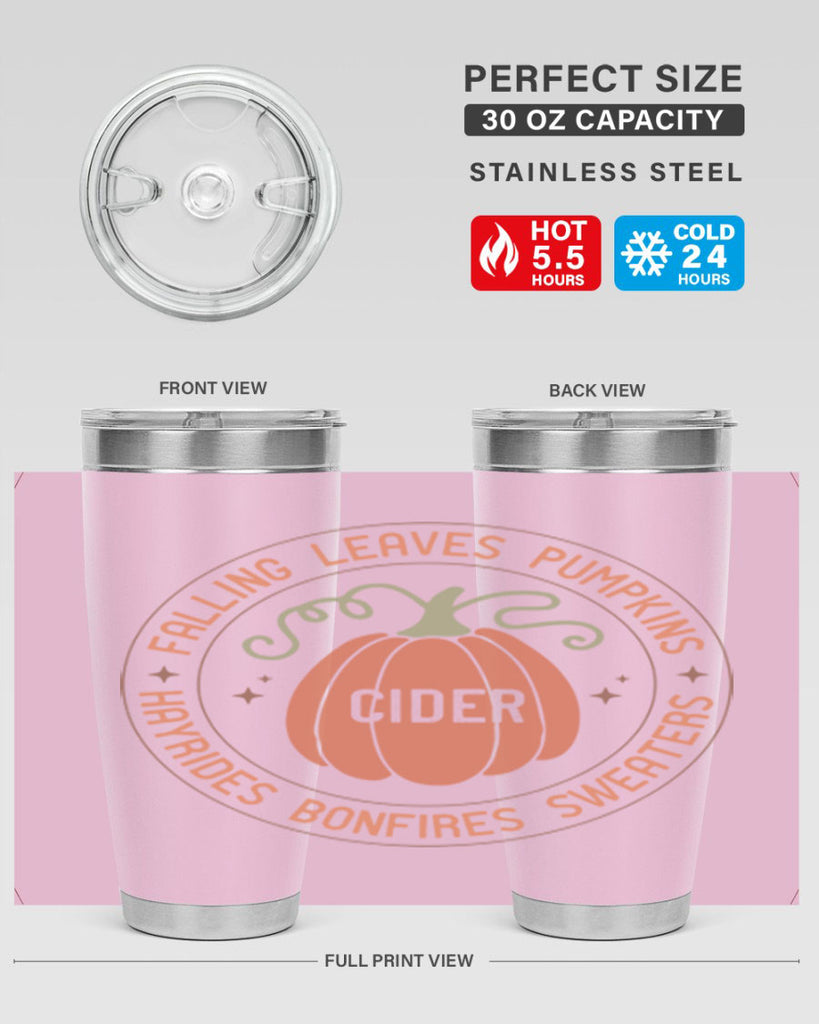 Falling Leaves Pumpkins Cider Hayrides Bonfires Sweaters 168#- fall- Tumbler