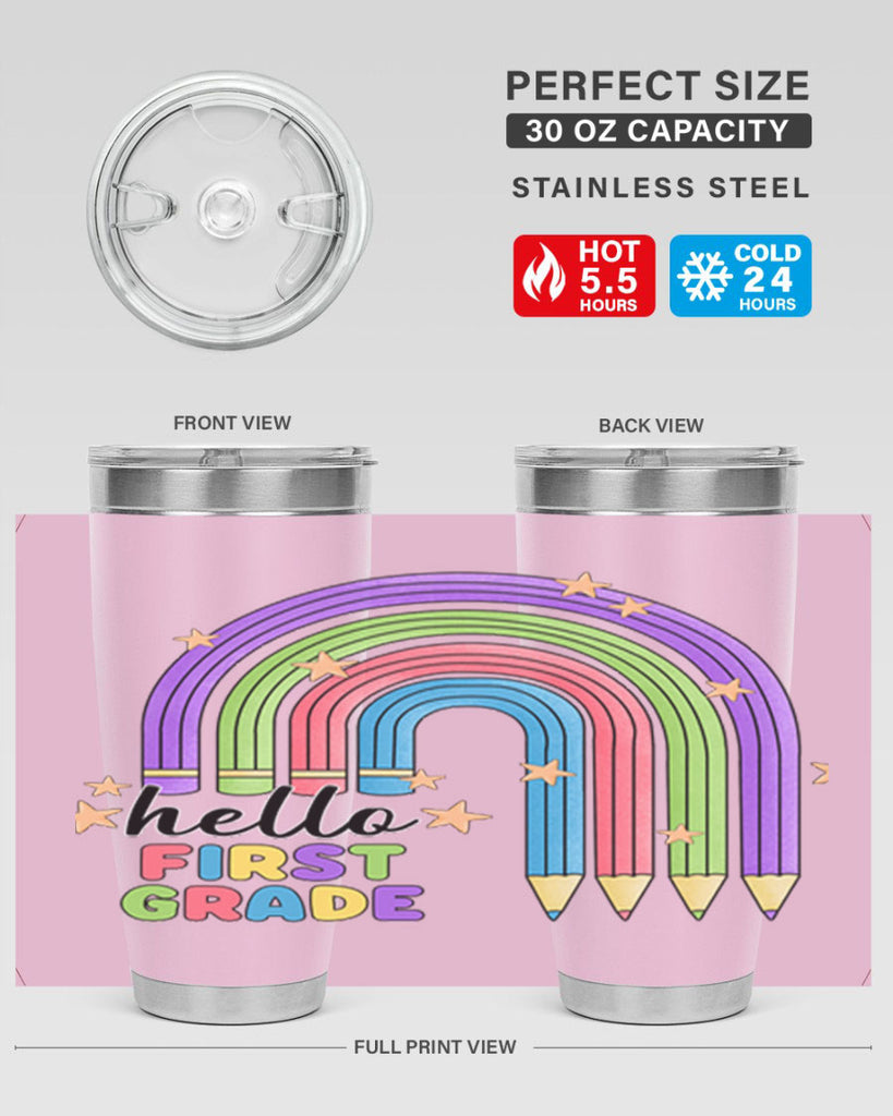 Hello 1st Grade Pencil Rainbow 14#- 1st grade- Tumbler