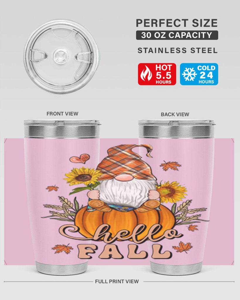 HelloFallAutumnGnome 298#- fall- Tumbler