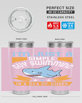 Im just a simple guy swimming in a sea of shark Style 74#- shark  fish- Tumbler