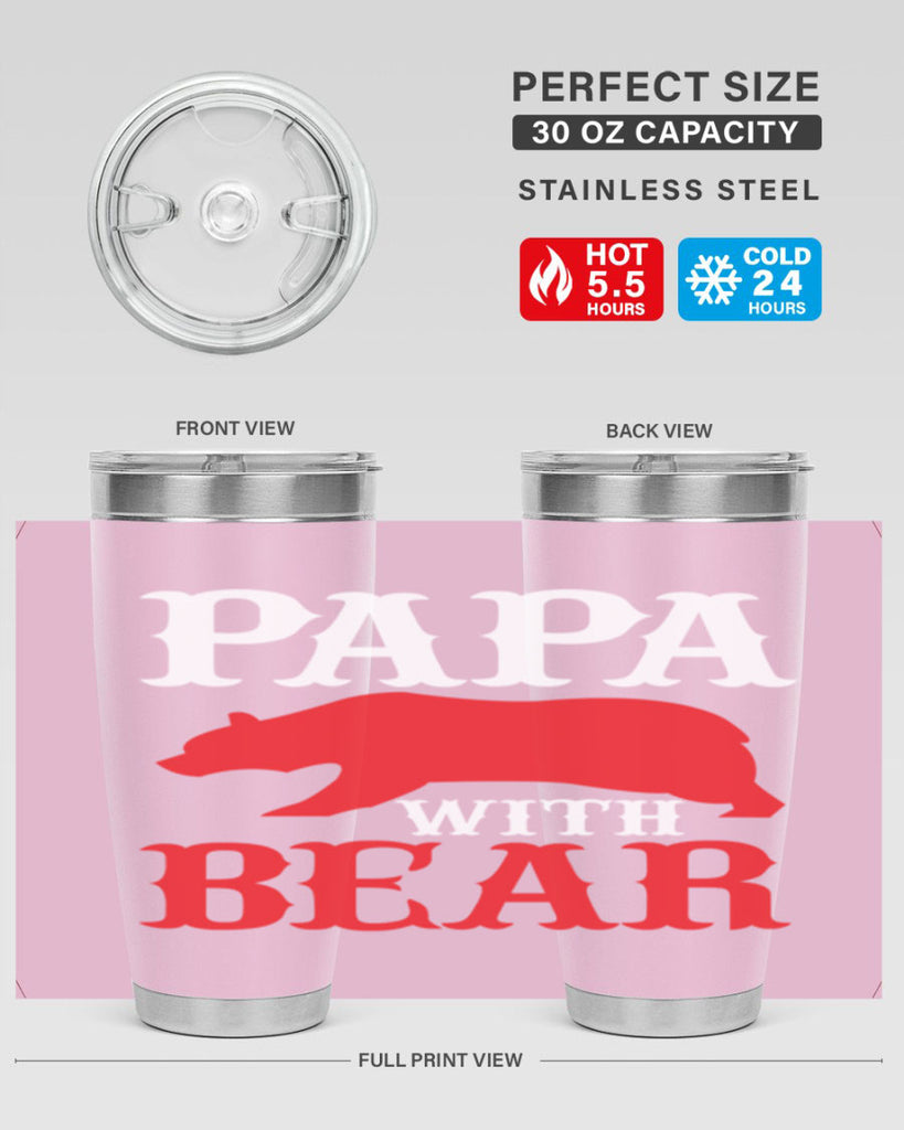 PAPA WITH BEAR 111#- grandpa - papa- Tumbler