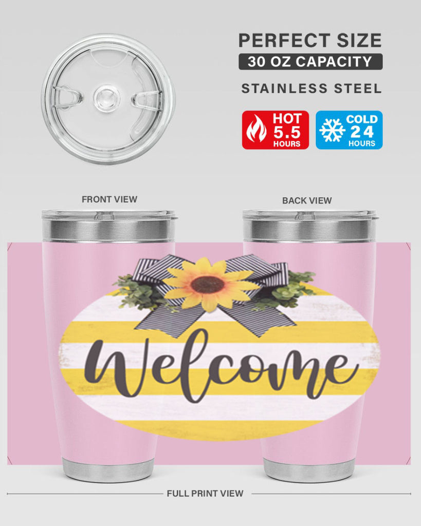 Welcome and Yellow strips Mockup564#- spring- Tumbler
