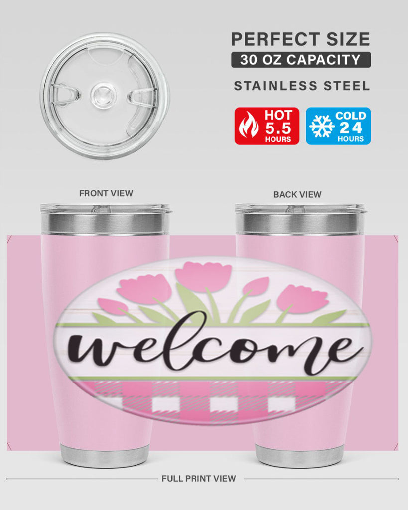 Welcome pink plaid Mockup574#- spring- Tumbler