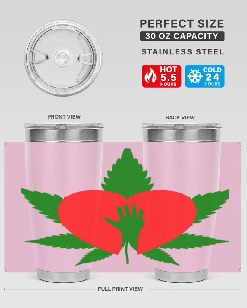 cannabis heart with hand 45#- marijuana- Tumbler