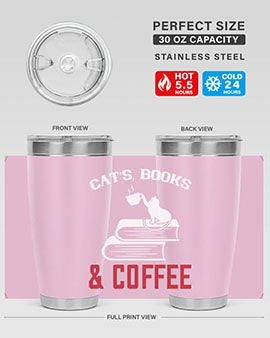 cats book and coffee Style 37#- cat- Tumbler