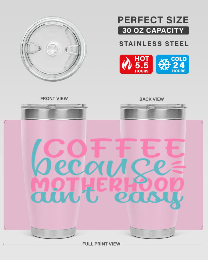 coffee becasue motherhood aint easy 352#- mom- Tumbler