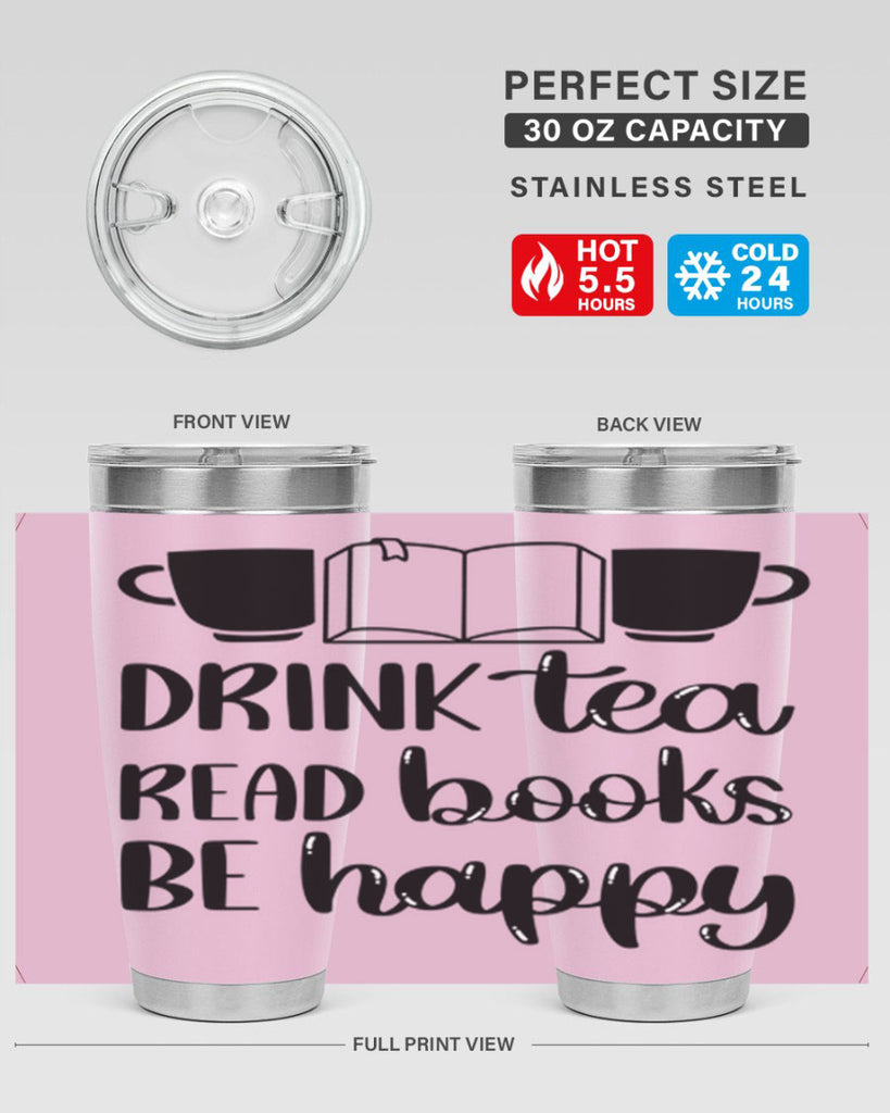 drink tea read books be happy 42#- reading- Tumbler