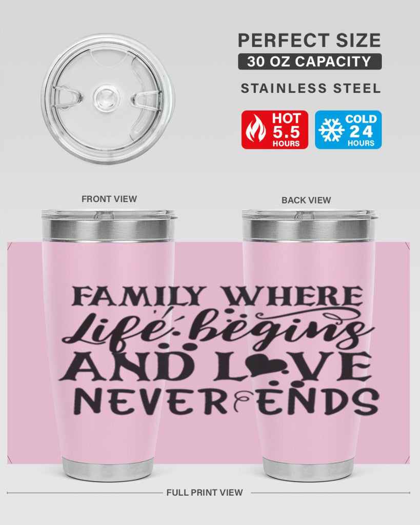 family where life begins and love never ends 33#- family- Tumbler