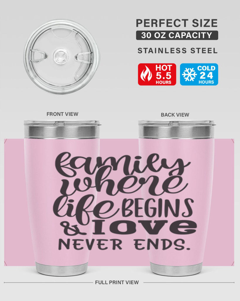 family where life begins love never ends 34#- family- Tumbler