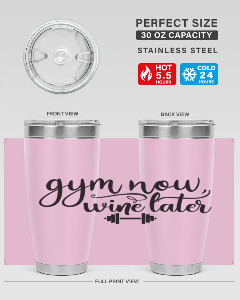 gym now wine later 42#- gym- Tumbler
