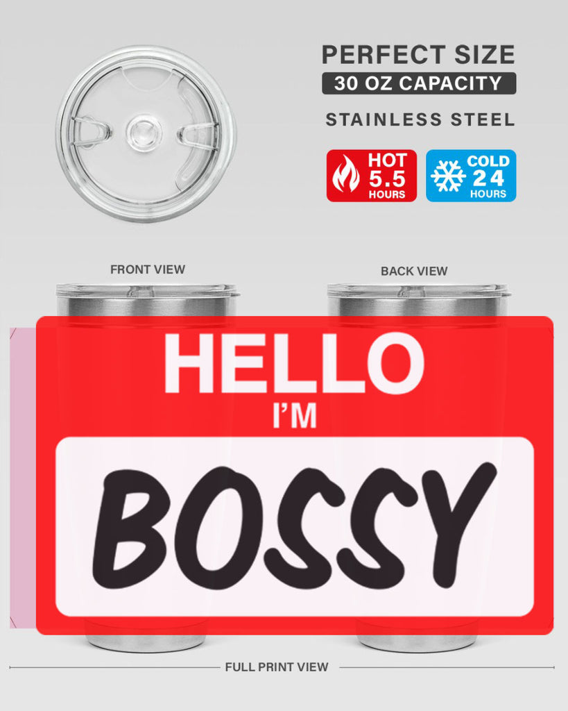 hello im bossy 132#- black words phrases- Cotton Tank