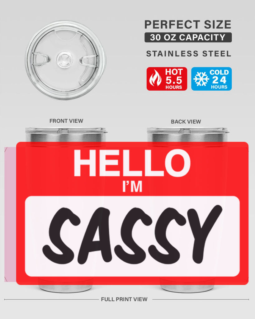 hello im sassy 129#- black words phrases- Cotton Tank