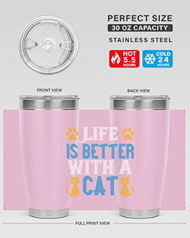 life is better with cat Style 64#- cat- Tumbler