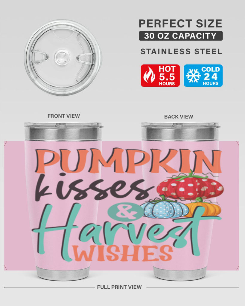pumpkin kisses harvest wishes 526#- fall- Tumbler